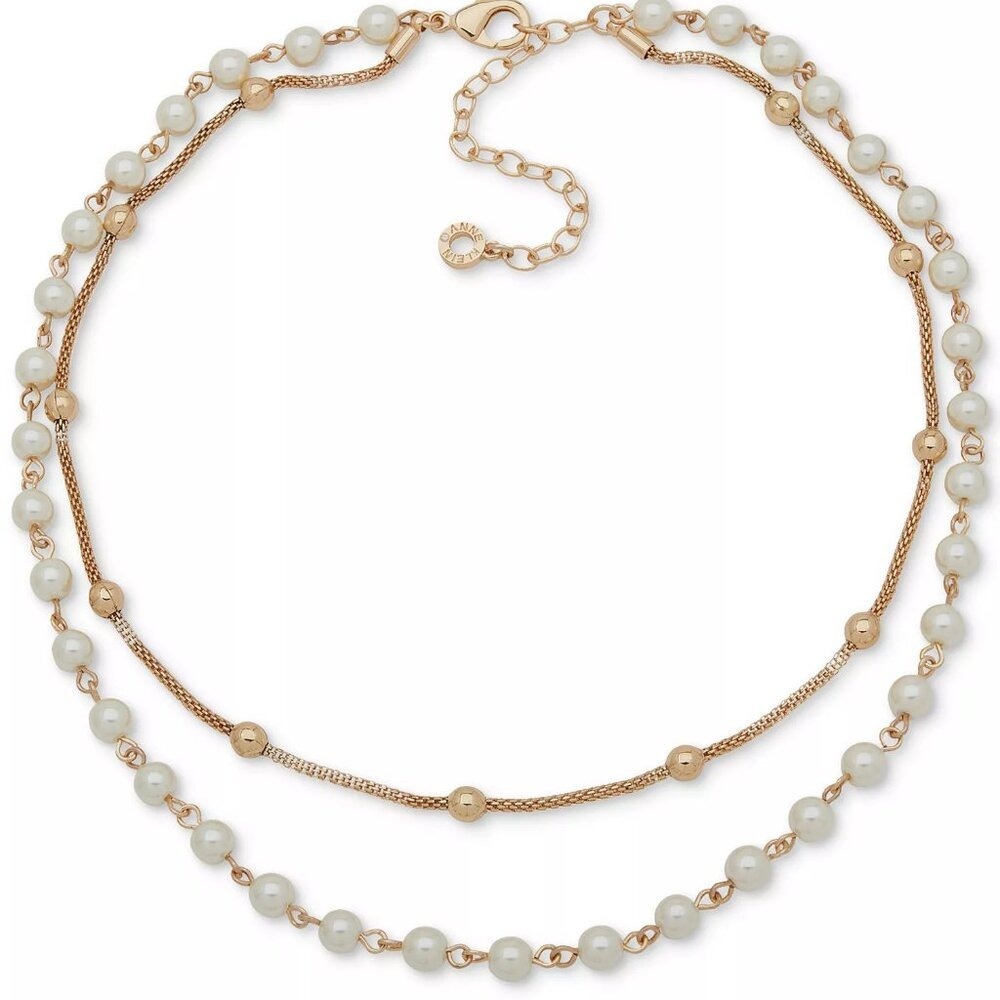 Anne Klein Gold-Tone Imitation-Pearl Multi-Row Necklace, 16" + 3" extender